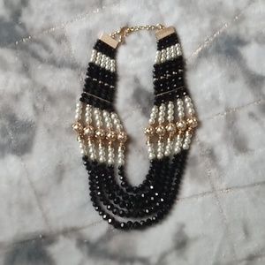 Black Bead and Pearl Necklace